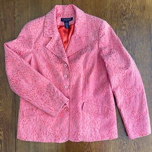 HELLO SPRING! Salmon/Pink Flower Pattern Dialogue Blazer